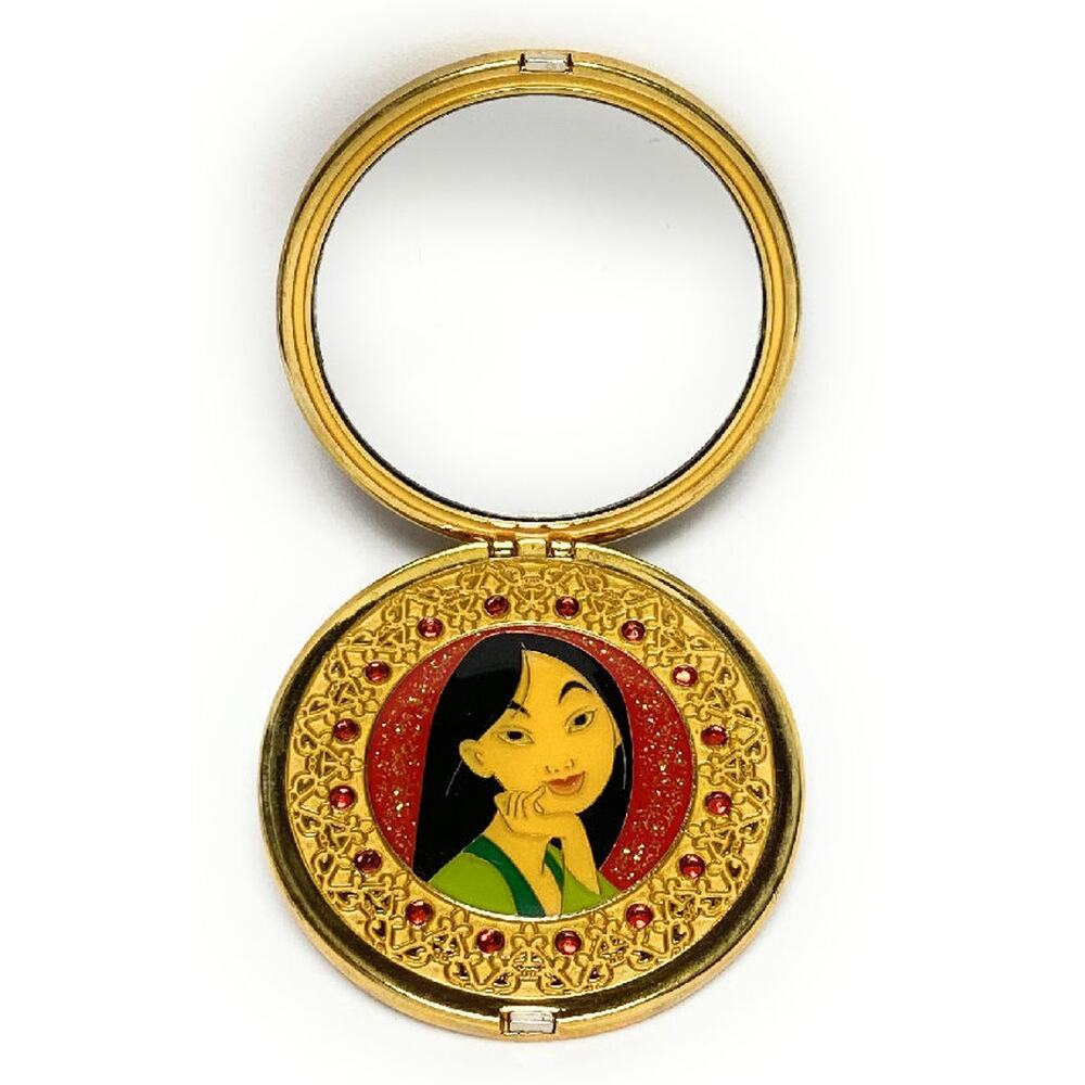 Disney Store Exclusive Princess Mulan Compact Glitter Mirror Pin 2008  MIP
